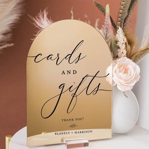 ARCH Gold Silver or Rose Gold Mirror Cards and Gifts Personalized Acrylic Wedding Reception Party Decor Sign