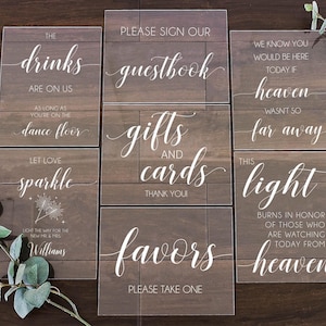 8x10 Choose Your FONT Sign Bundle Set of Guestbook, Gifts Cards, In Loving Memory, Please Take One Acrylic Modern Calligraphy Wedding Sign