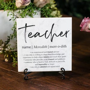 Personalized Teacher Appreciation Tile Plaque Gift From College, High School Student or Child to Professor, Elementary Teacher, Mentor