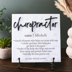 3D Chiropractor Tile Plaque With Stand, Thank You DOC Sign, Clinic Retirement Appreciation, Doctor of Chiropractic Care Definition Gift