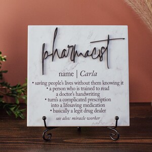 3D Pharmacist Ceramic Tile Plaque With Stand, Thank You Hospital Staff Retirement, Nurse, Surgeon, Doctor, Pharmacy School Grad Gift