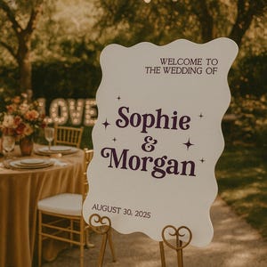 WAVY Vintage Retro 70s ARCH Wedding Sign, No Sides Just Good Vibes 60s Groovy Hippie Acrylic Welcome Lucite Perspex Signs, Boho Nostalgic 画像 4