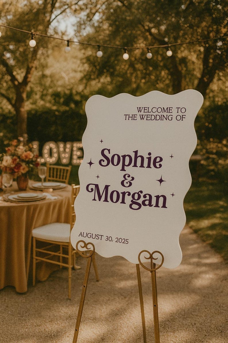 WAVY Vintage Retro 70s ARCH Wedding Sign, No Sides Just Good Vibes 60s Groovy Hippie Acrylic Welcome Lucite Perspex Signs, Boho Nostalgic 画像 4