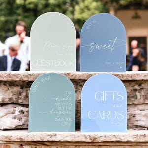 Custom Wedding Color Palette Acrylic Sign Bundle of Guestbook, Gifts and Cards, In Loving Memory Favors Please Take One Open Bar Signage Set