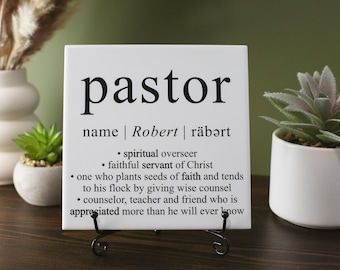 Pastor Appreciation Day Tile Plaque Gift and Stand, Christian Youth Minister Gift Idea, Preacher Recognition Award From Congregation