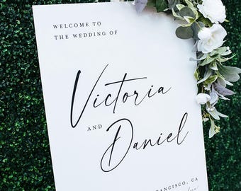 Minimalist Clear, White, Frosted, Black Acrylic Classic Wedding Welcome Sign, Personalized Perspex Modern Signs With Names And Date