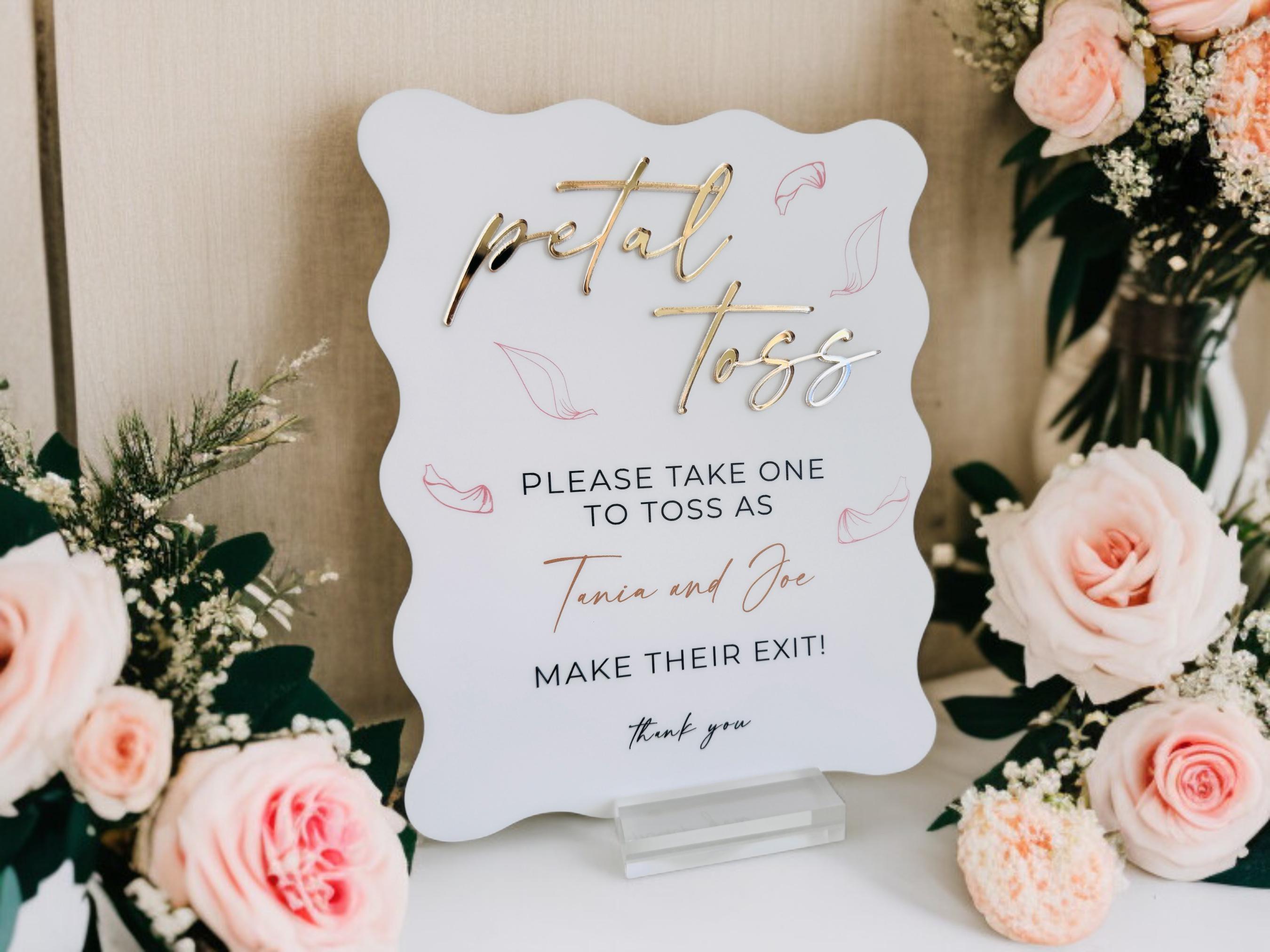 Petal Send Off 3D Petal Toss Send off Acrylic Sign, Newlywed Flower Sendoff Signage ...