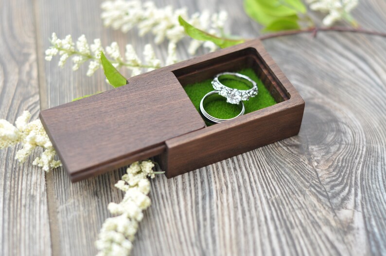 Walnut Wood Small Ring Box Wedding Ring Bearer Box USB Box Etsy