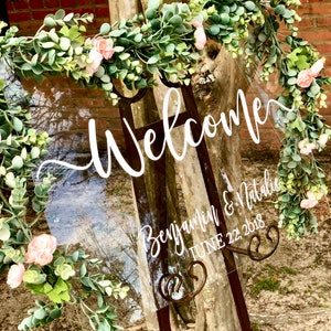 Clear Glass Look Acrylic Wedding Welcome Sign, 18x24 Personalized Modern Wedding Welcome Sign Decoration for Display, Custom Wedding image 5