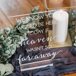 We Know You Would Be Here Today If Heaven Wasn't So Far Away Memorial Clear Glass Look Acrylic Wedding Sign, Forever in our Hearts