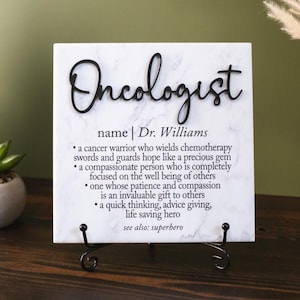 3D Oncologist Tile Plaque With Stand, Hospital Staff Retirement Appreciation, Nurse, Surgeon, Med School Grad Gift Cancer Survivor Thank You