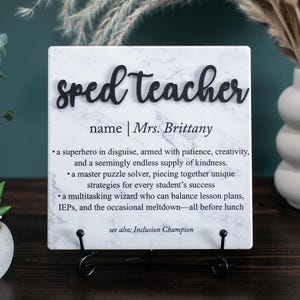 3D SPED Teacher Ceramic Tile Plaque Gift, Personalized Thank You Present from Students; Staff Gifts; Retirement 2024; Special Education