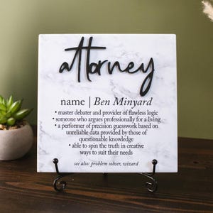 3D Attorney Tile Plaque With Stand, Lawyer Appreciation Gift, Juris Doctor Law School Graduation, Judge Scales of Justice, Office Gift