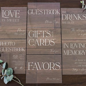 8x10 Sign Bundle Set of Guestbook, Gifts Cards, In Loving Memory, Please Take One Acrylic Modern Calligraphy Wedding Sign, Arch Color Signs