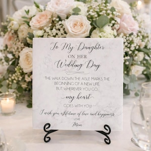 To My Daughter On Her Wedding Day Sign From Mom Or Grandmother To Daughter Or Granddaughter Wedding Day Bride's Tile Gift