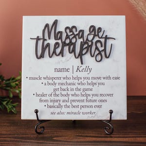 3D Massage Therapist Ceramic Tile Plaque With Stand, Thank You Mentor Sign, Spa Staff Gifts, Knotty or Nice, Hands That Heal, Entrepreneur