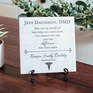Dentist RETIREMENT Thank You Appreciation Tile Plaque, Dentist's Day Recognition Gift, Dentistry Orthodontist Oral Surgeon DDS Sign