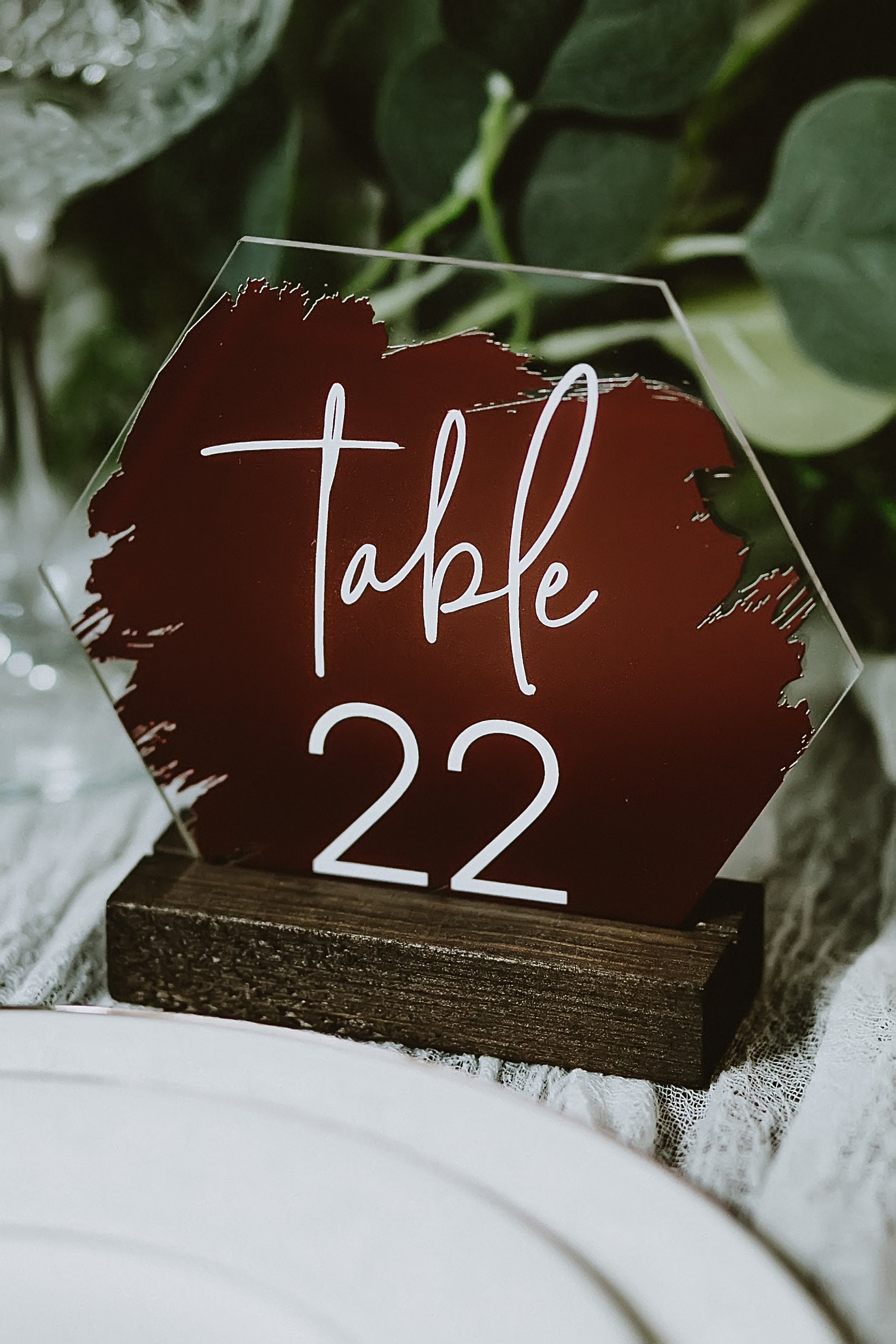 Hexagon Acrylic Table Number Signs With Stands Perspex Modern Etsy