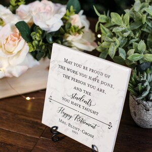 TEACHER or Professor Retirement Plaque Gift For Boss, Colleague, Coworker, Friend, Truly Great Mentor, Retiring Present Idea + Stand