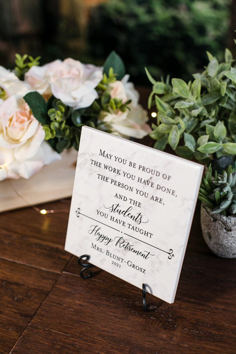 TEACHER or Professor Retirement Plaque Gift For Boss, Colleague, Coworker, Friend, Truly Great Mentor, Retiring Present Idea + Stand