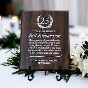 Work Anniversary Gift Award Plaque For Service Employee, Recognition Appreciation Plaque for 5, 10, 15, 20, 25, 30 Years of Employment