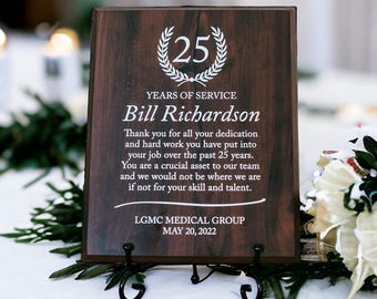 Work Anniversary Gift Award Plaque For Service Employee, Recognition Appreciation Plaque for 5, 10, 15, 20, 25, 30 Years of Employment