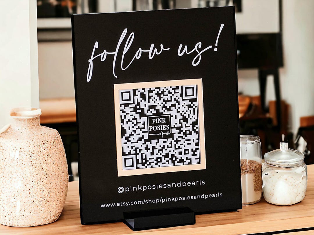 3D Follow Us or Leave Us A Review Retail Scannable QR Code Clear Glass ...
