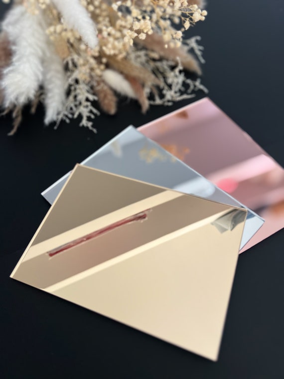 Gold, Silver or Rose Gold Mirror Acrylic Blank Stock Sheet Lucite