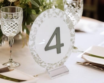 OVAL 3D French Toile Chinoiserie Acrylic Table Number | Dusty Blue, Blush, Sage | Elegant Reception Decor | Vintage-Inspired Event Display
