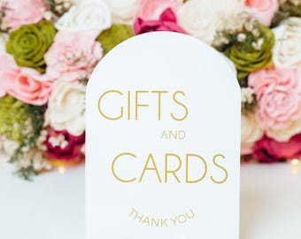 ARCH Acrylic Gifts and Cards Thank You Modern Minimalist Clear Glass Look Acrylic Wedding Sign, Gifts and Cards Lucite Perspex Table Sign
