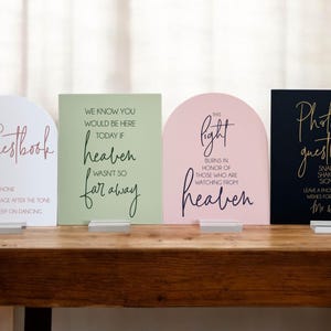 Sign Bundle Set of Guestbook, Gifts Cards, In Loving Memory, Please Take One Acrylic Modern Calligraphy Wedding Sign, This Light Burns