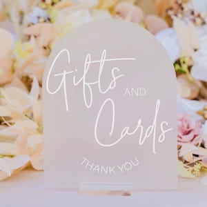 ARCH Acrylic Gifts and Cards Thank You Modern Minimalist Clear Glass Look Acrylic Wedding Sign, Gifts and Cards Lucite Perspex Table Sign