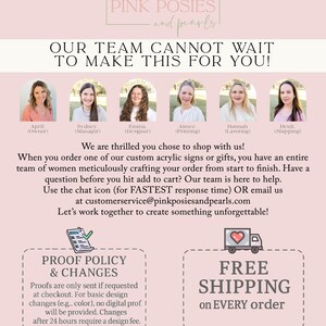 a team of women, including April (Owner), Sydney (Manager), Emma (Designer), Anne (Printing), Hannah (Shipping), and Heidi (Shipping), who are working together to create something unforgettable.