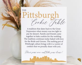 Pittsburgh Cookie Table Tradition Favors Clear Glass Look Acrylic Wedding Sign All of Yinz Skyline Lucite Perspex Cookies Table Sign