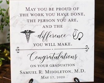 MEDICAL School Congratulations On Your Graduation New Doctor Physician Tile Plaque Gift For Med School Graduate Survivor MD DO Class of 2024