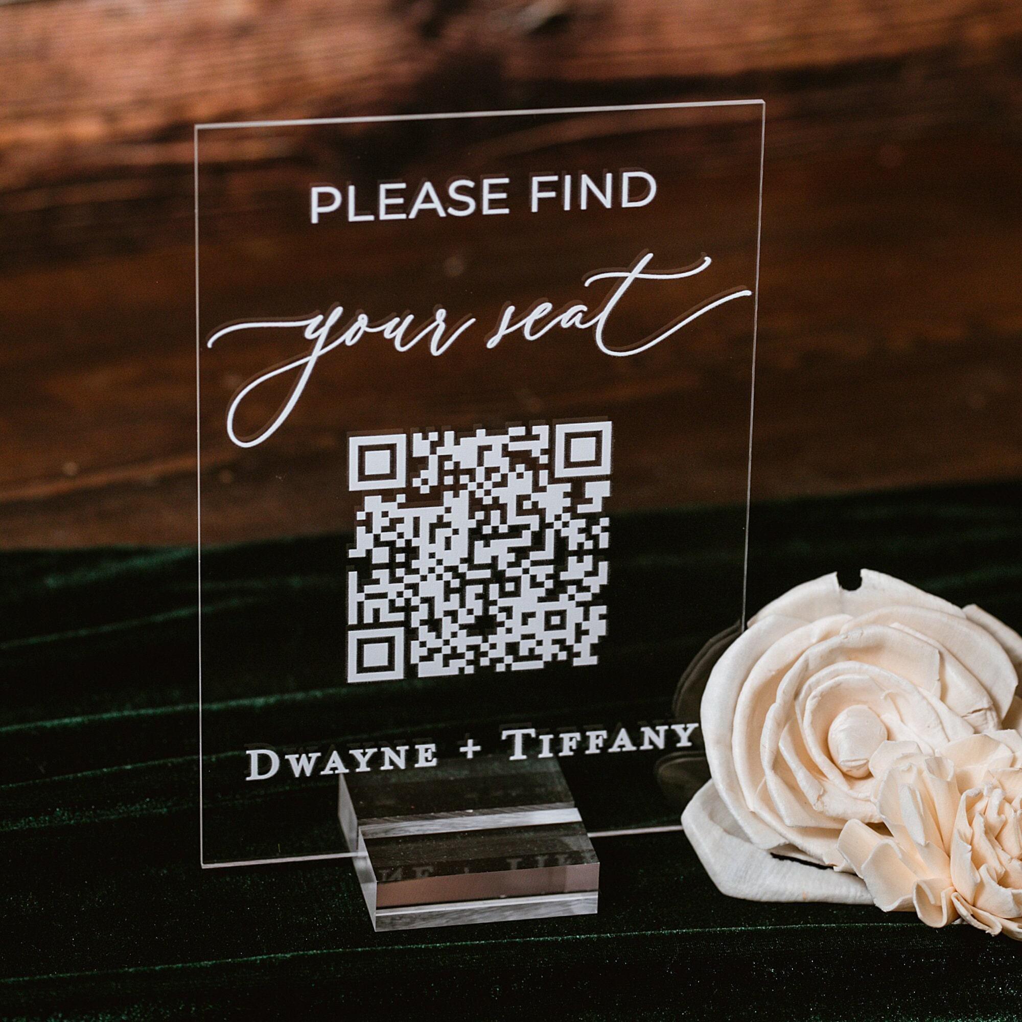 Please Find Your Seat QR Code Seating Arrangement Chart Clear Glass ...