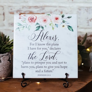 For I Know The Plans I Have For You Name Christian Tile Gift For Women Teens Girls Bible Scripture Verse Encouragement, Religious Graduation