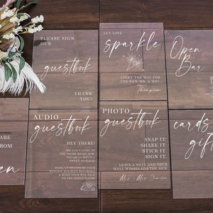 8x10 Choose Your FONT Sign Bundle Set of Guestbook, Gifts Cards, In Loving Memory, Please Take One Acrylic Modern Calligraphy Wedding Sign