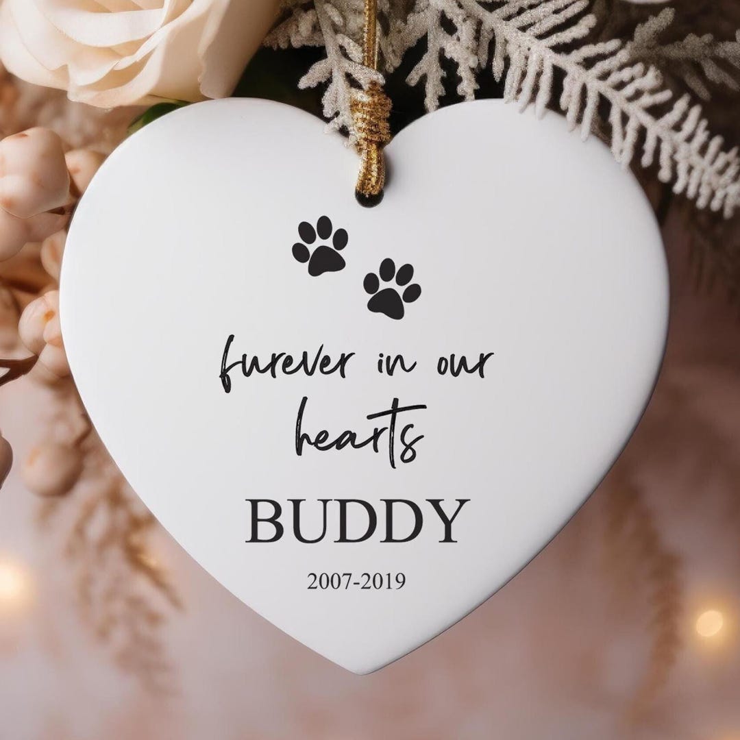Forever in Our Hearts, Furever, Dog Memorial, Heart Christmas Ornament ...