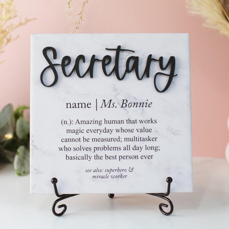 3D Secretary Appreciation Ceramic Tile Plaque Gift From Boss, Child to ...