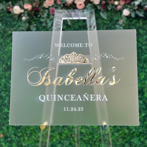 3D Quinceanera Acrylic Welcome Sign, Personalized Modern Laser Frosted Gold  Signage, Quinceañera decorations