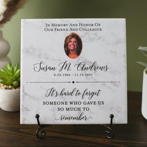 Sympathy Gift With Photo Memorial Tile Plaque, In Loving Memory Gift, Bereavement or Grief Present, Condolences Sign Passed Loved Ones