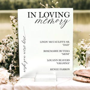PERSONALIZE With Names of Loved Ones Wish You Were Here In Loving Memory  Modern Clear Glass Look Acrylic Wedding Memorial Heaven Sign