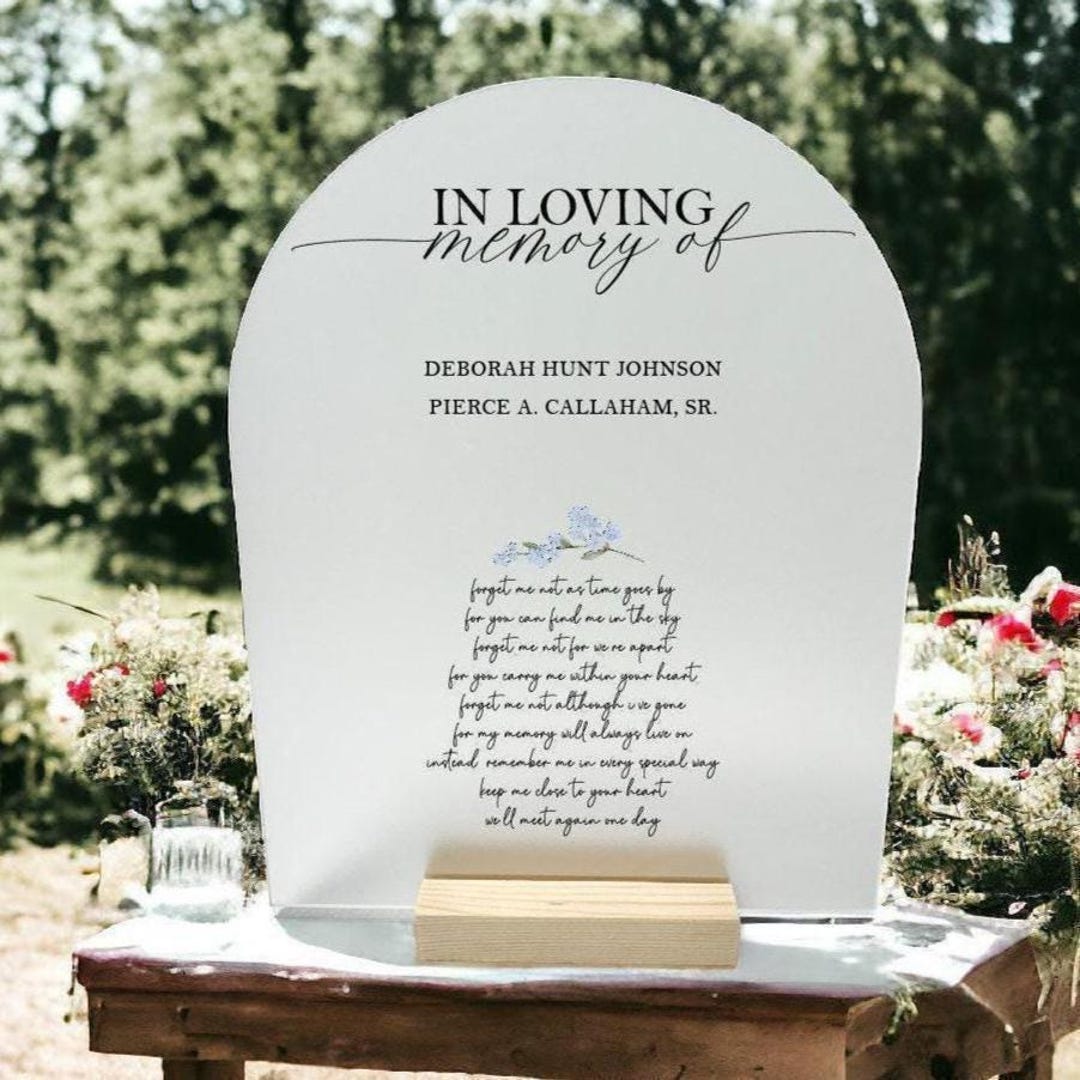 Suave Names Memory ARCH PERSONALIZE W/ Names of Loved Ones Forget Me Not Flowers Poem Wish ...