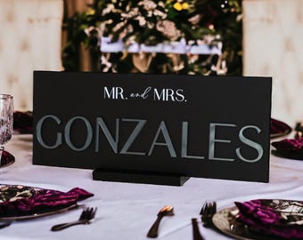 3D Gold Silver Or Rose Gold Mirrored Acrylic Wedding Head Table Mr Mrs Mirror Sign, Last Name Bride Groom Newlywed Sweetheart Table Signage