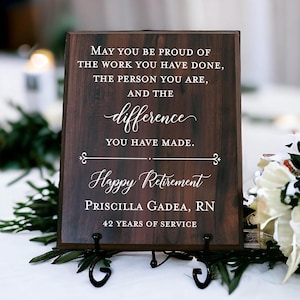 Happy Retirement Walnut Plaque Gift For Boss, Colleague, Coworker, Teacher, Friend, Truly Great Mentor, Retiring Present Idea And Stand