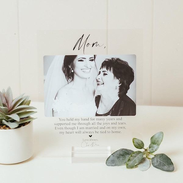 Mother Of The Bride Personalized Photo Plaque w Stand, Mothers Day Gift, Gift for Her, Mom Gift From Daughter , Photo Collage