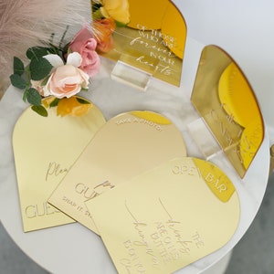 ARCH Mirror Gold, Silver or Rose Gold Acrylic Sign Wedding Bundle of Guestbook, Gifts and Cards, In Loving Memory Please Take One imagen 3