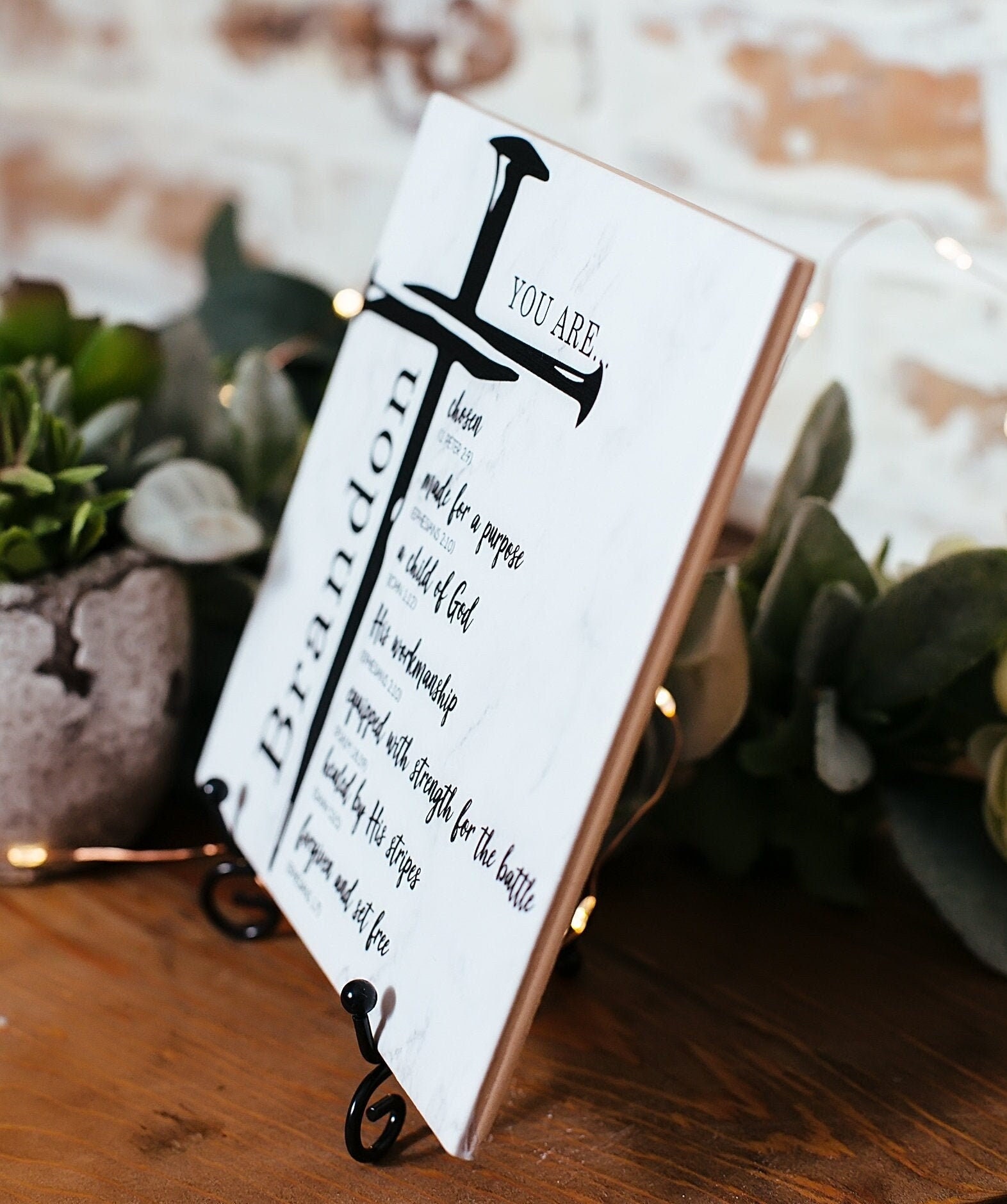 Personalized Name Christian Gifts For Men Teens Boys, Encouraging Scripture Bible Verse Sign, You Are Chosen Cross Sign Baby Shower Idea