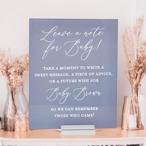 Leave A Note For Baby Shower Guestbook Acrylic Sign Couples Sprinkle Party Decor Gifts; Newborn Planning Mom To Be New Parents Present Sten